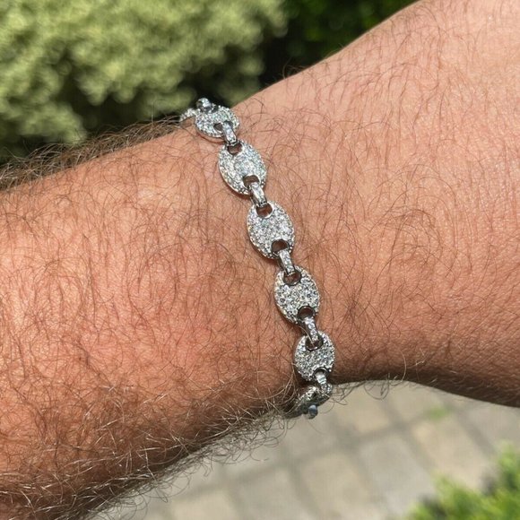 Gucci Link Bracelet Solid 925 Silver With Moissanite